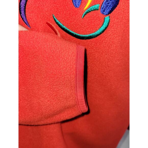 Walt Disney World Womens Medium Red Mickey Mouse Face Fleece Long Sleeve Sweater - Picture 4 of 8